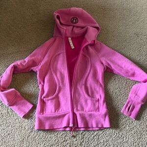Gently used condition pink lululemon scuba hoodie size 8